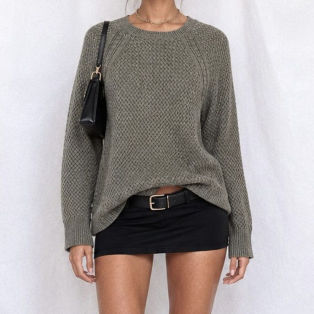 Vintage Y2K Camo Green Wool Blend Crewneck Knit Pullover Sweater Size XS/S